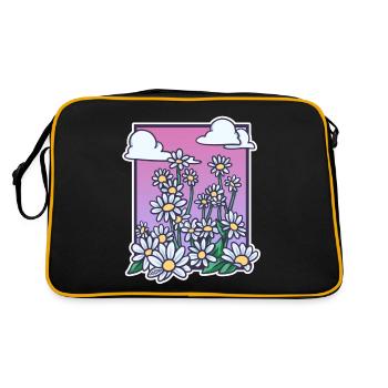 belle photo de printemps avec ciel de fleurs et de nuages - Sac Retro - noir/or - Dos