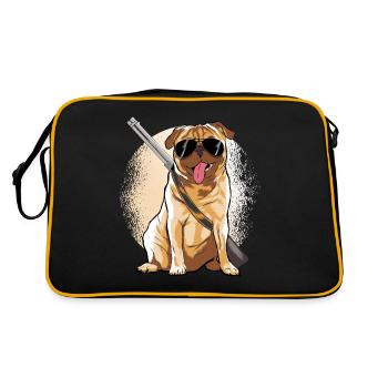 Mobs Jäger Hunde Tshirt - Retro Tasche - Schwarz/Gold - Hinten