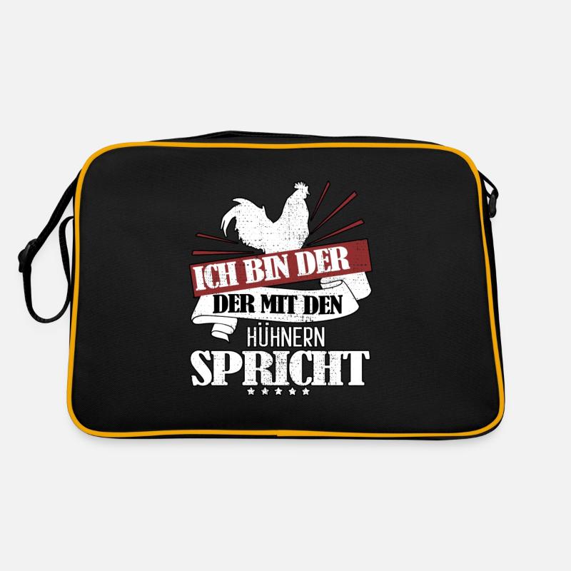 Hühnerflüsterer Landwirt Bauer - Retro Tasche - Schwarz/Gold