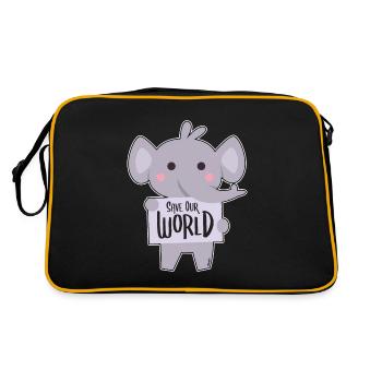 Elephant demonstrates for environmental protection - Retro Bag - black/gold - Back