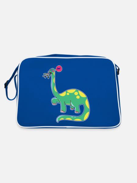 Dinosaure est de mauvaise humeur - Sac Retro - bleu/blanc - Dos
