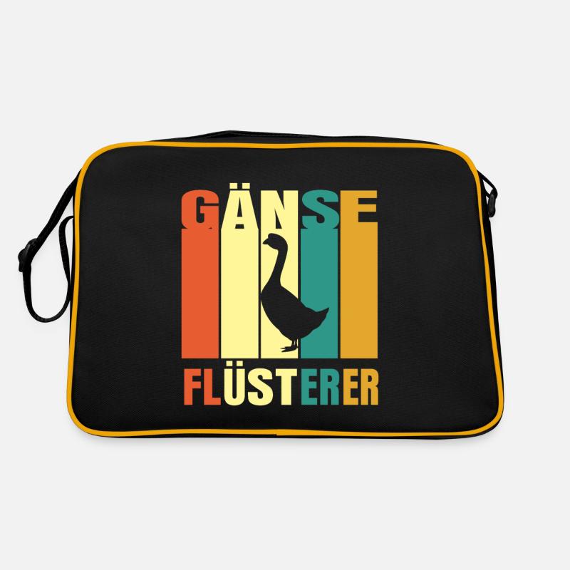 Gans Geflügel Wasservogel Bauer - Retro Tasche - Schwarz/Gold