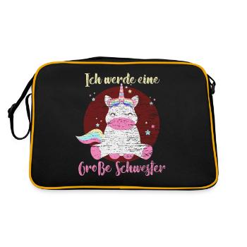 Ich werde eine große Schwester - Retro Tasche - Schwarz/Gold - Hinten