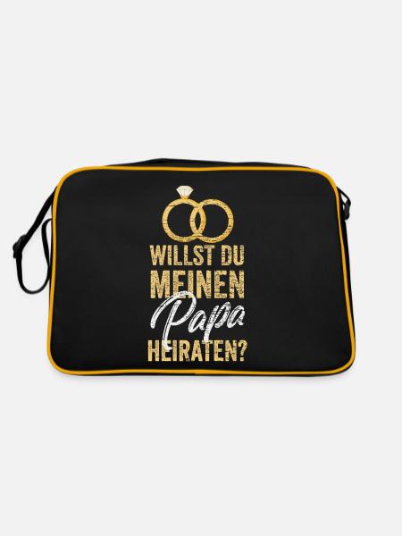 Willst du meinen Papa heiraten? - Retro Tasche - Schwarz/Gold - Hinten