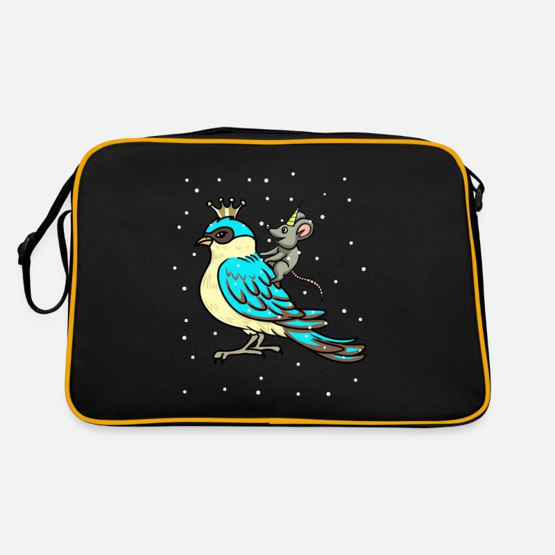 Winter magic fantasy bird snow unicorn mouse Retro Bag