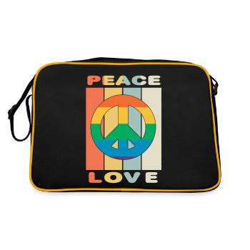 Hippie Peace Love and Rocknroll - Retro Tasche - Schwarz/Gold - Hinten