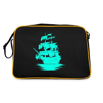 Sailing Ship Seafaring Fantasy Maritime Dinghy - Retro Bag - black/gold - Back