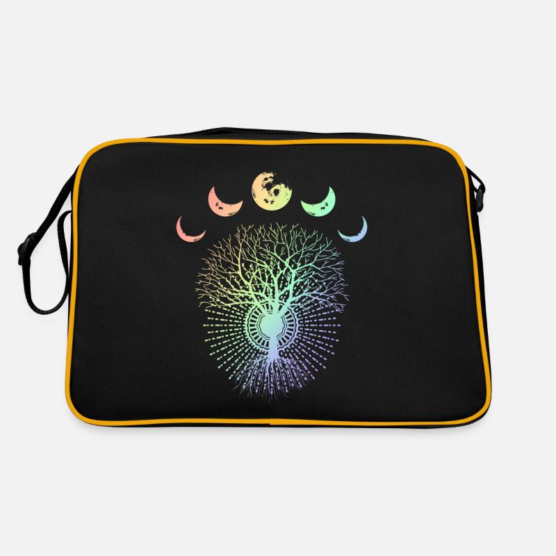 Moon moon phases tree environmentalist gift - Retro Bag - black/gold