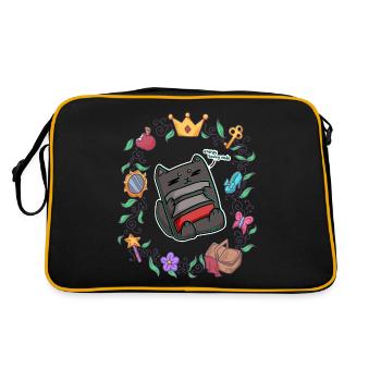 faule Katze chillen fairy tale - Retro Tasche - Schwarz/Gold - Hinten