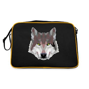 WILDNIS Wölfe Hund POLYGON WOLF Wildtiere - Retro Tasche - Schwarz/Gold - Hinten