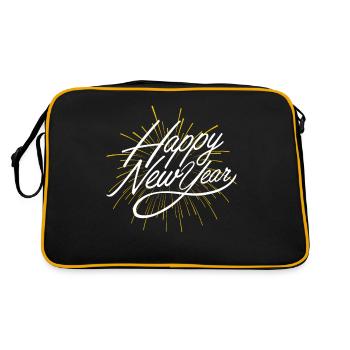 Geschenk für Silvester Party, Guten Rutsch - Retro Tasche - Schwarz/Gold - Hinten