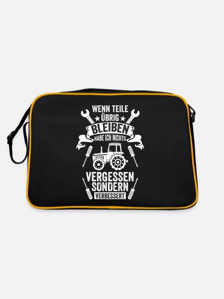 Traktor Mechaniker - Retro Tasche - Schwarz/Gold