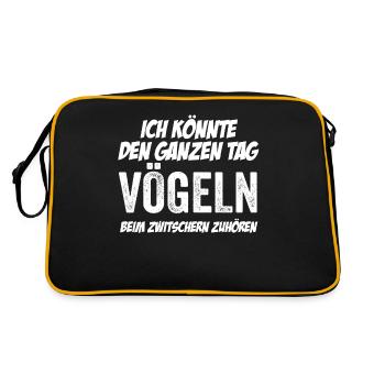 Lustiger Spruch Versaut Vögeln Sixistisch - Retro Tasche - Schwarz/Gold - Hinten