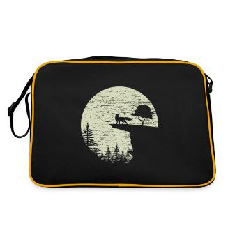 Fuchs Wald Wild Mond - Retro Tasche - Schwarz/Gold - Hinten