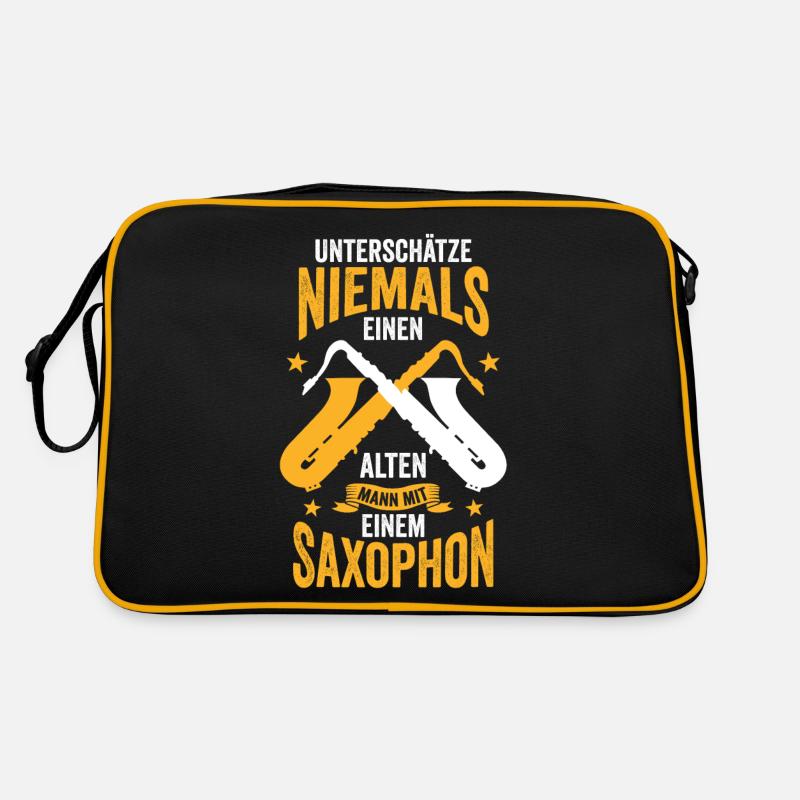 Saxophon Jazz - Retro Tasche - Schwarz/Gold