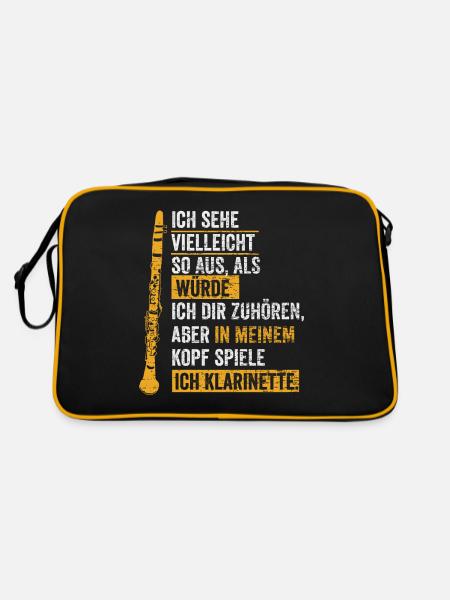 Klarinette Musiker - Retro Tasche - Schwarz/Gold