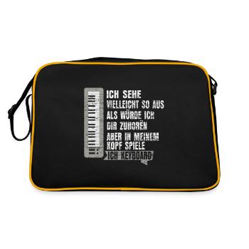 Keyboard Musik - Retro Tasche - Schwarz/Gold - Hinten