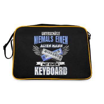 Keyboard Musiker - Retro Tasche - Schwarz/Gold - Hinten