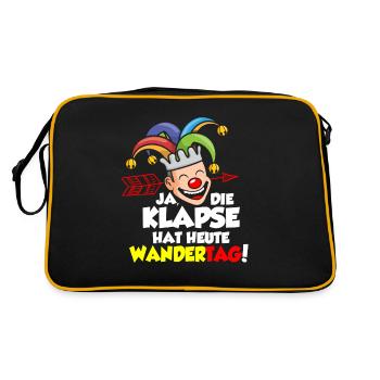 Wandertag Klapse Karneval Fasching Lustig - Retro Tasche - Schwarz/Gold - Hinten