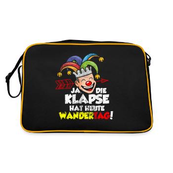 Karneval Fasching Verrückt Lustig - Retro Tasche - Schwarz/Gold - Hinten