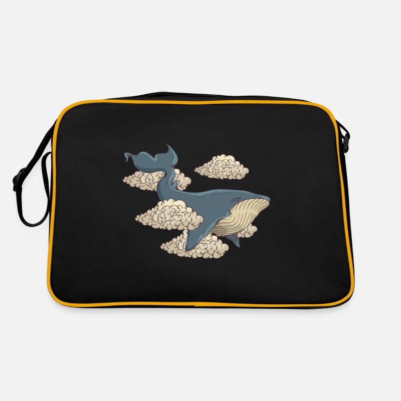 Poisson baleine dauphin - Sac Retro - noir/or