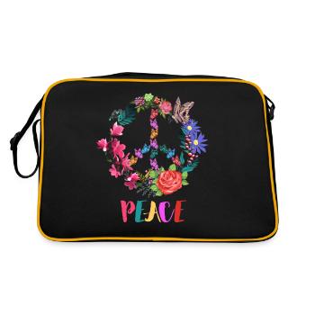 Fleurs de signe de paix - Sac Retro - noir/or - Dos