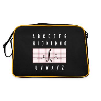 PQRST EKG Wave Elektrokardiogramm Stillgeschenk - Retro Tasche - Schwarz/Gold - Hinten