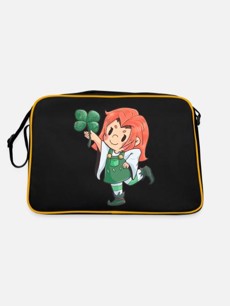Kobold St Patricks Day Frau Irland - Retro Tasche - Schwarz/Gold - Hinten