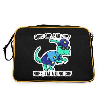Dinosaurier Polizei Gefängnis Geschenk - Retro Tasche - Schwarz/Gold - Hinten