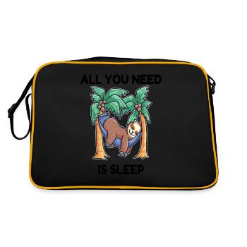 Faultier Hängematte Schlafen - Retro Tasche - Schwarz/Gold - Hinten