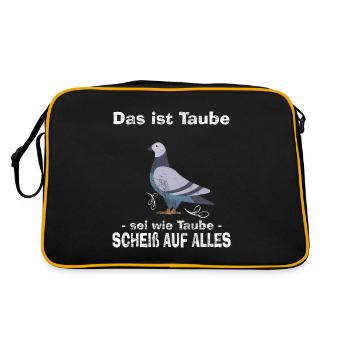Taube Lustiger Spruch - Retro Tasche - Schwarz/Gold - Hinten