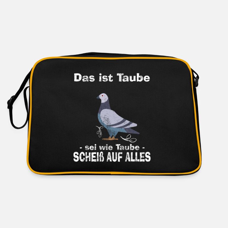 Taube Lustiger Spruch - Retro Tasche - Schwarz/Gold