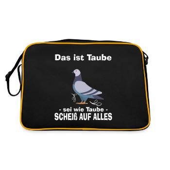 Tauben - Retro Tasche - Schwarz/Gold - Hinten
