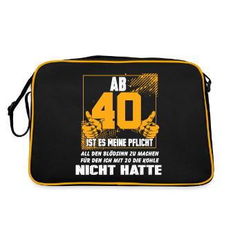 Vierzigster Geburtstag 40 Geburtstagsfeier - Retro Tasche - Schwarz/Gold - Hinten