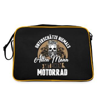Motorrad Bike Biker - Retro Tasche - Schwarz/Gold - Hinten