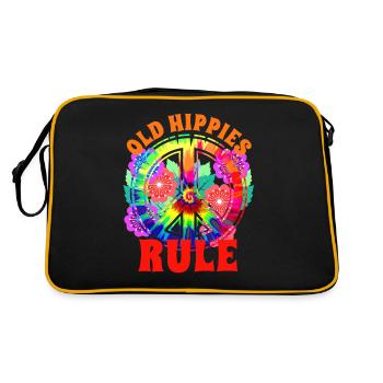 Signe de paix hippie fleurs - Sac Retro - noir/or - Dos