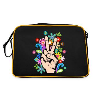 Peace Love Peace Sign Peace - Retro Bag - black/gold - Back