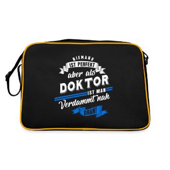 Doktor Doktortitel Doktorarbeit - Retro Tasche - Schwarz/Gold - Hinten