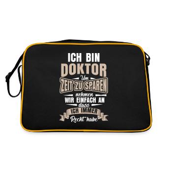 Doktor Doktortitel Studium - Retro Tasche - Schwarz/Gold - Hinten