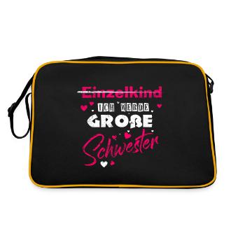 Vom Einzelkind zur großen Schwester - Retro Tasche - Schwarz/Gold - Hinten