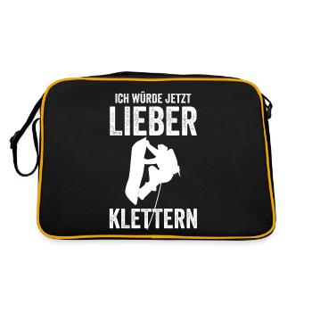 Klettern Kletterer - Retro Tasche - Schwarz/Gold - Hinten