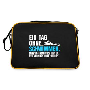 Schwimmen Schwimmlehrer - Retro Tasche - Schwarz/Gold - Hinten