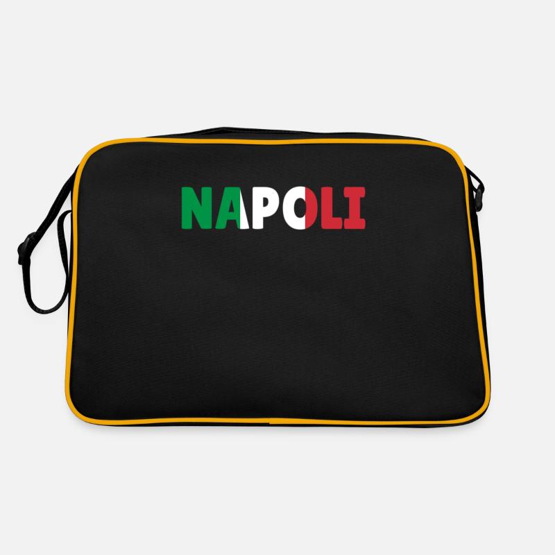 Napoli Italie drapeau cadeau de vacances - Sac Retro - noir/or