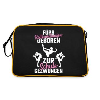 Rollkunstlauf Rollschuhlaufen Mädchen Geschenk - Retro Tasche - Schwarz/Gold - Hinten