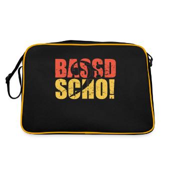 Bassist Geschenk BASSD SCHO Bassisten Geschenkidee - Retro Tasche - Schwarz/Gold - Hinten