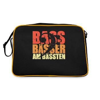 BASS BÄSSER AM BÄSSTEN Bassist Geschenk Spruch - Retro Tasche - Schwarz/Gold - Hinten