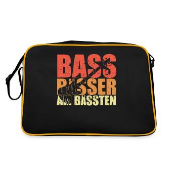 BASS BÄSSER AM BÄSSTEN Bassist Geschenk Spruch - Retro Tasche - Schwarz/Gold - Hinten