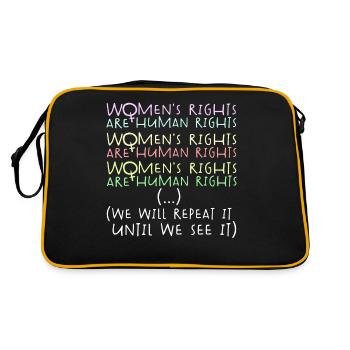 Frauenrechte, Menschenrechte, Gleichberechtigung - Retro Tasche - Schwarz/Gold - Hinten