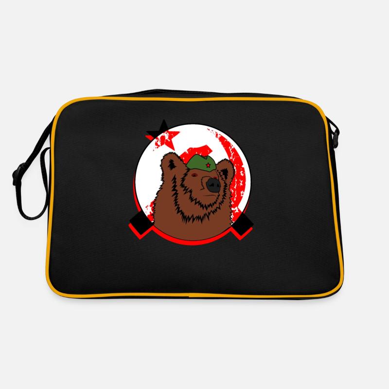 Bär Russland Russen Geschenkidee - Retro Tasche - Schwarz/Gold