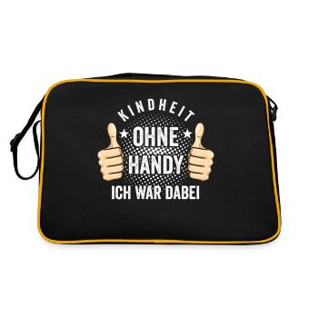 Kindheit ohne Handy ich war dabei - Retro Tasche - Schwarz/Gold - Hinten